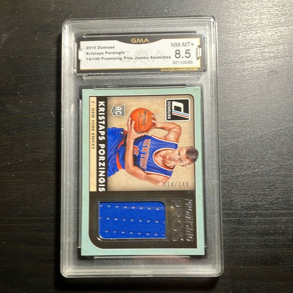 2015 Donruss Panini Kristaps Porzingis Rookie Card GMA 8.5 14/149 Promising Pros